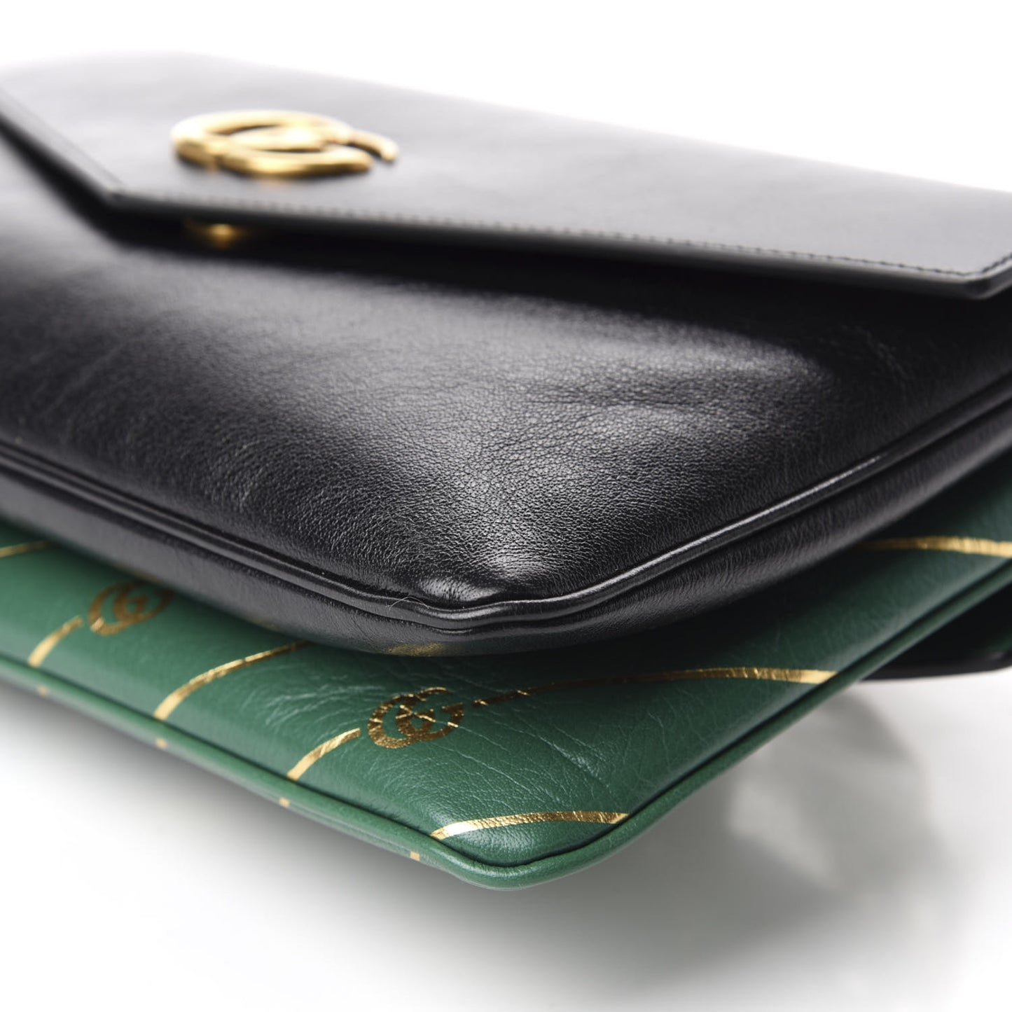 Calfskin Diagonal GG Medium Thiara Double Envelope Shoulder Bag Emerald Green Black