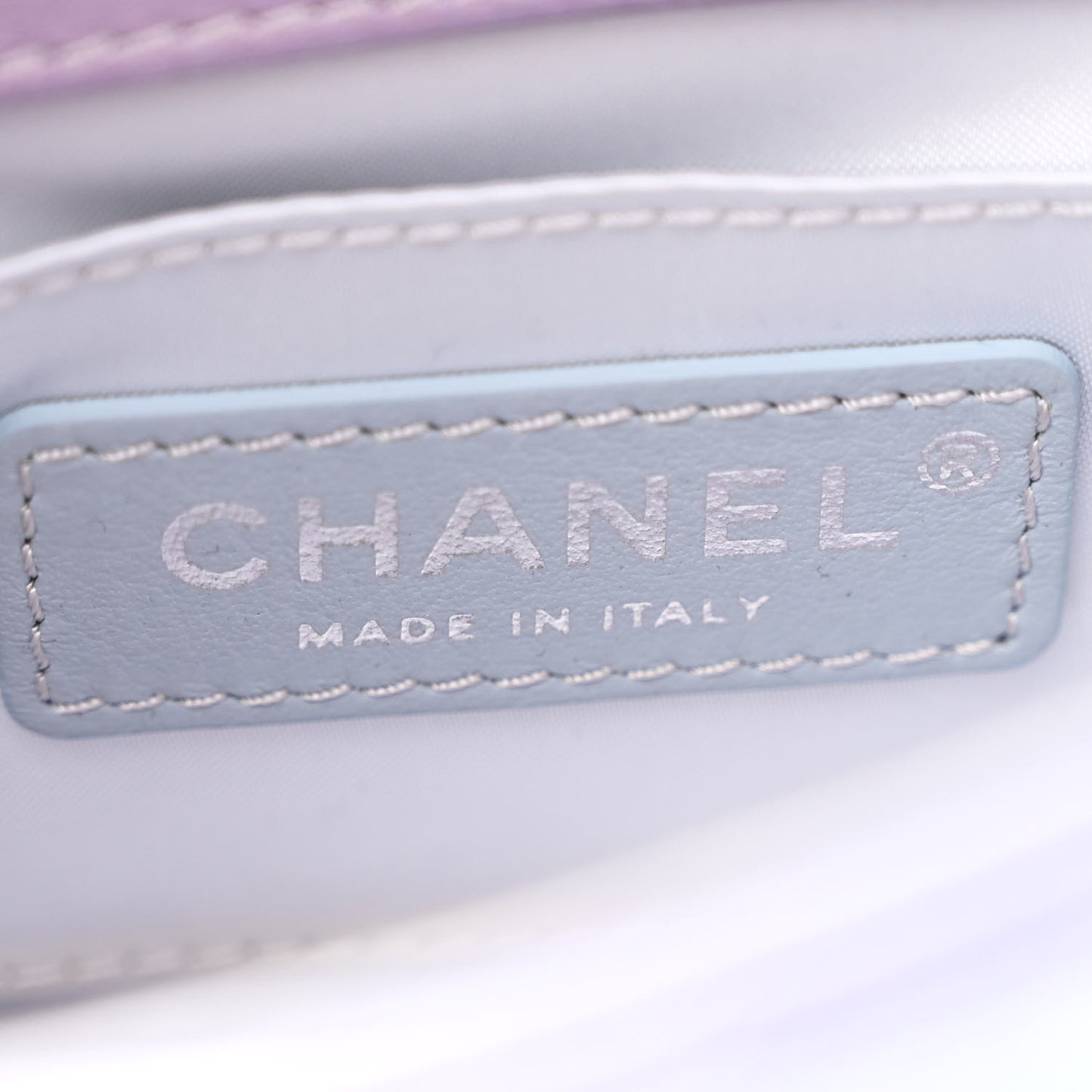 Gradient Metallic Calfskin Quilted Clutch Silver Blue Yellow Purple