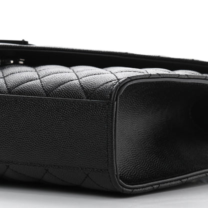 Saint Laurent Grain De Poudre Textured Mixed Matelasse Triquilt Medium Monogram Satchel Black 11 of 12