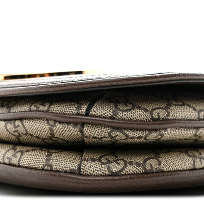Gucci GG Supreme Monogram Textured Dollar Calfskin Web Medium Blondie Top Handle Shoulder Flap Bag Beige Ebony New Acero 11 of 11