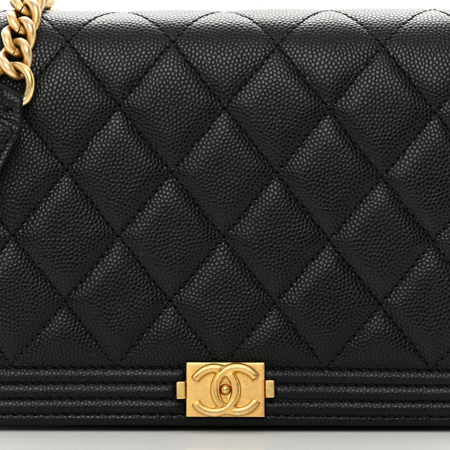 Caviar Quilted Boy Wallet On Chain WOC Black