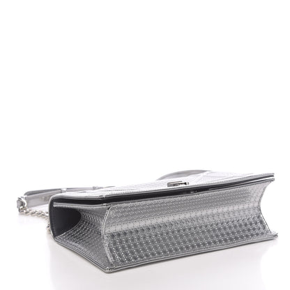 Christian Dior Metallic Patent Micro-Cannage Medium Diorama Flap Bag Silver 3 of 11