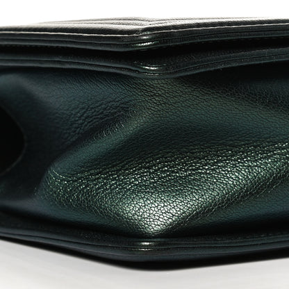 Chanel Iridescent Goatskin Quilted Medium Boy Flap Green 8 of 9