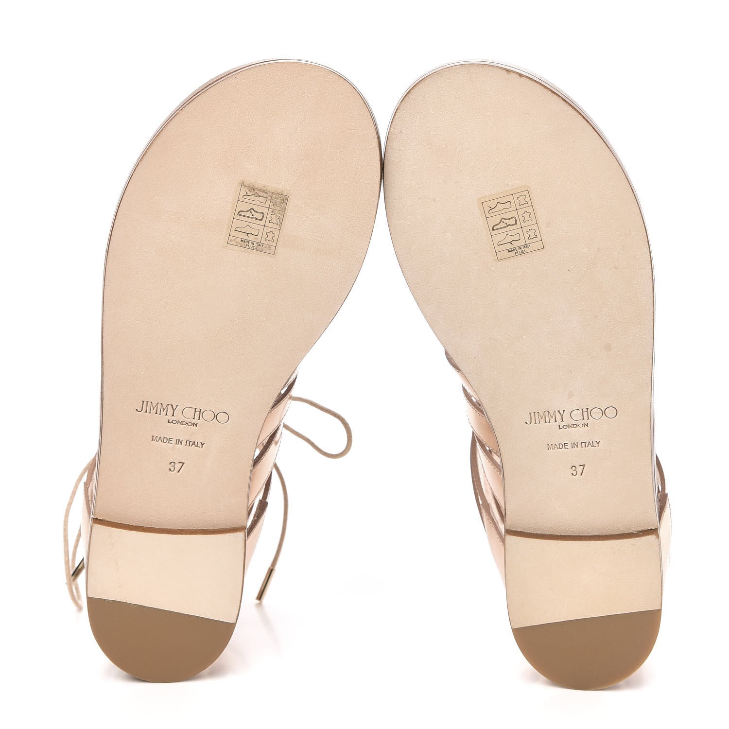 Jimmy Choo Metallic Mirror Calfskin Gigi Lace Up Sandal 37 Tea Rose 6 of 8