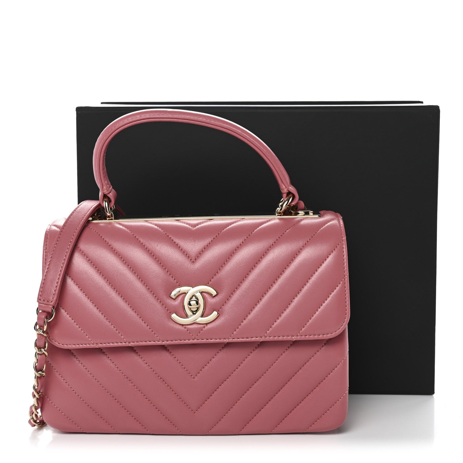 Chanel Lambskin Chevron Quilted Small Trendy CC Dual Handle Flap Bag Rosewood 10 of 10