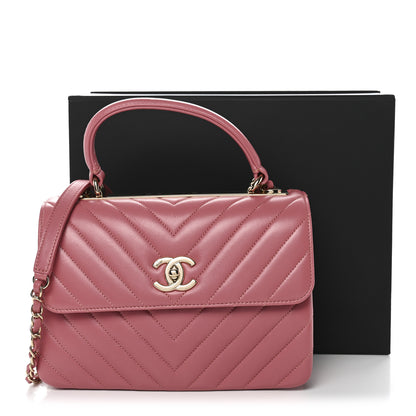 Chanel Lambskin Chevron Quilted Small Trendy CC Dual Handle Flap Bag Rosewood 10 of 10