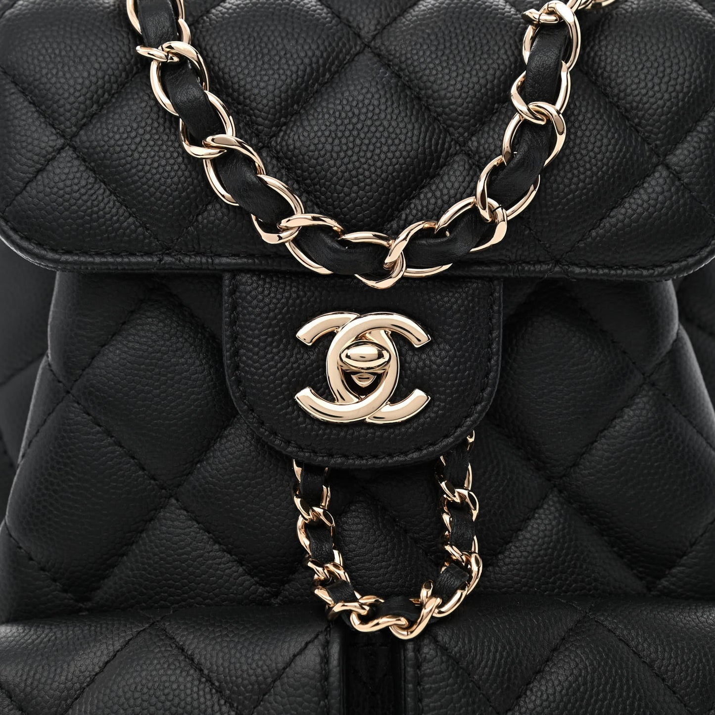 Caviar Quilted Pockets Backpack Black