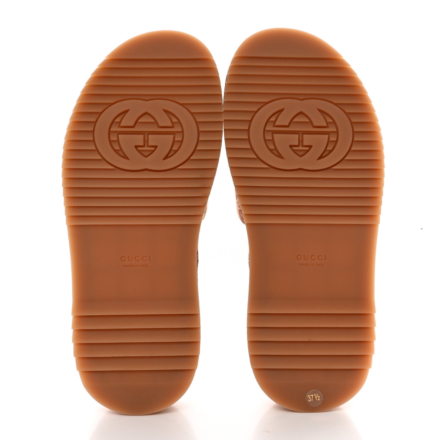 Gucci Canvas GG Monogram Angelina Platform Slide Sandals 37.5 Beige Ruggine 4 of 10