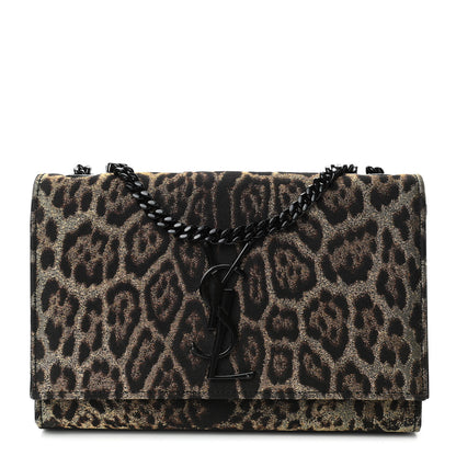 Saint Laurent Jacquard Leopard Small Monogram Kate Satchel Oro Natural 1 of 4