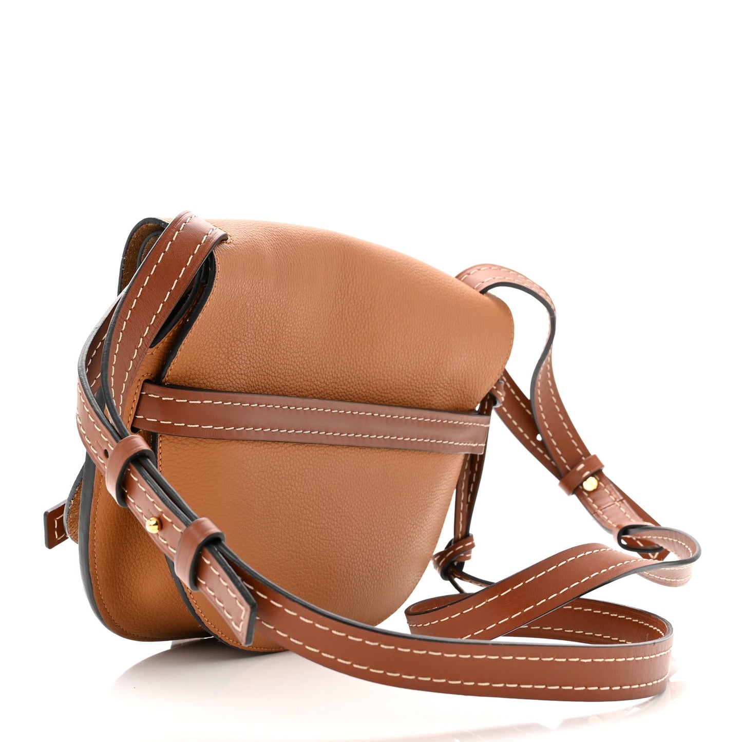 Grained Calfskin Small Gate Crossbody Bag Caramel Pecan