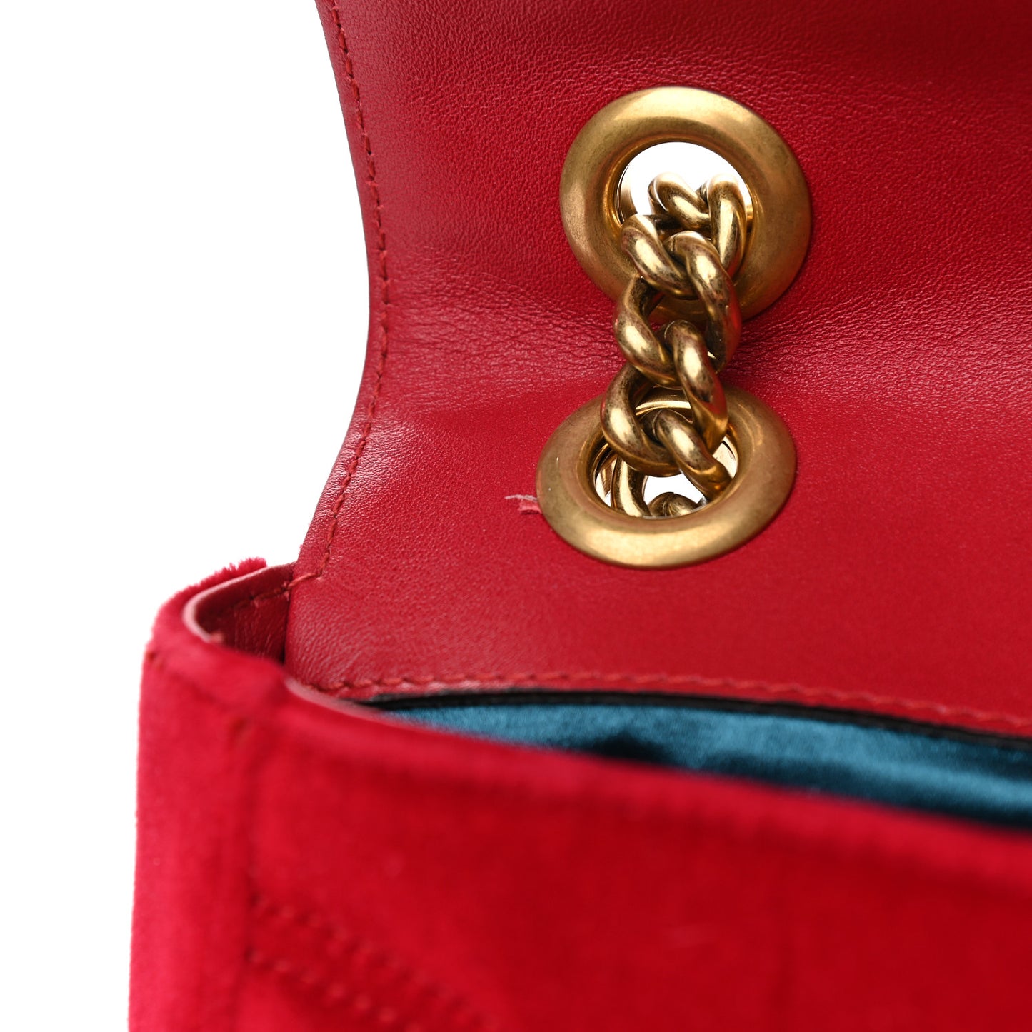 Velvet Matelasse Mini GG Marmont Shoulder Bag Hibiscus Red