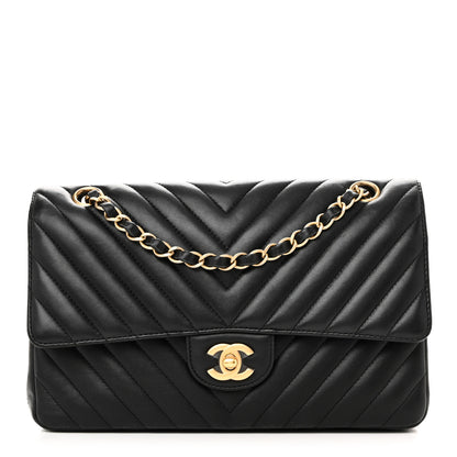 Chanel Lambskin Chevron Quilted Medium Double Flap Black 1 of 10