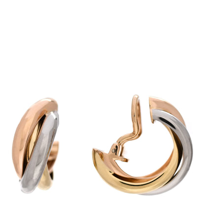 Cartier 18K Pink Yellow White Gold 7mm Trinity Clip-On Earrings 1 of 5