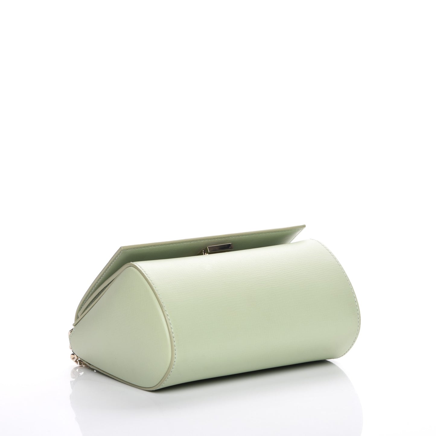 Textured Calfskin Mini Pandora Box Chain Crossbody Bag Aqua Green