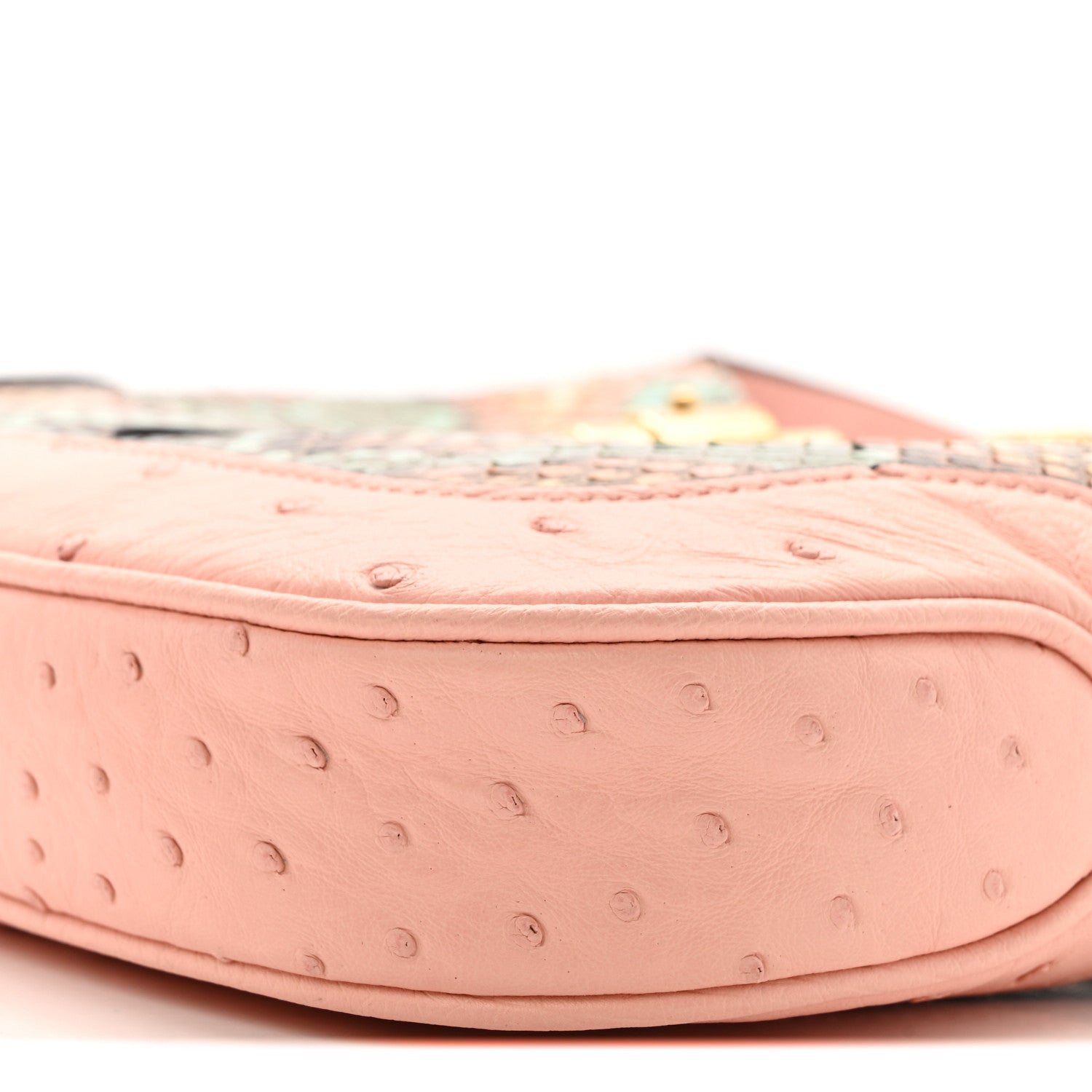 Gucci Snakeskin Ostrich Calfskin Small Jackie 1961 Hobo Pink Multicolor 11 of 15