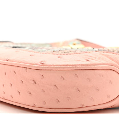Gucci Snakeskin Ostrich Calfskin Small Jackie 1961 Hobo Pink Multicolor 11 of 15