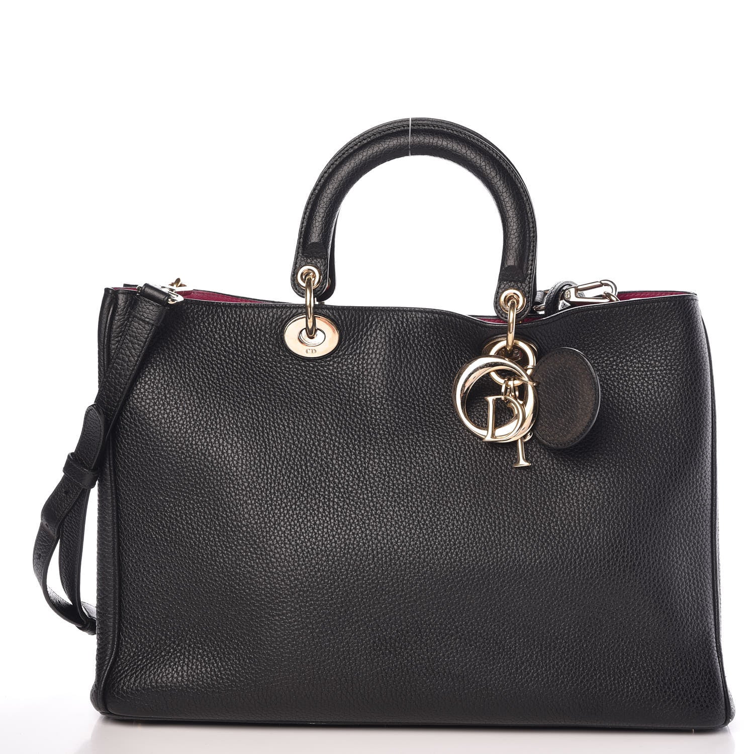 Christian Dior Bullcalf Large Diorissimo Tote Black Rose Indien 4 of 12