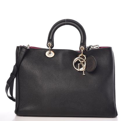 Christian Dior Bullcalf Large Diorissimo Tote Black Rose Indien 4 of 12