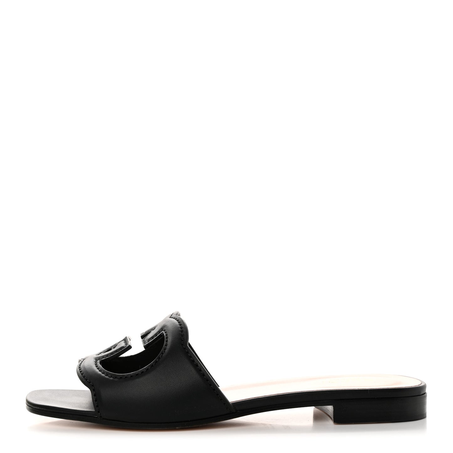 Cosmos Softy Calfskin Interlocking G Cut Out Slide Sandals 36.5 Black