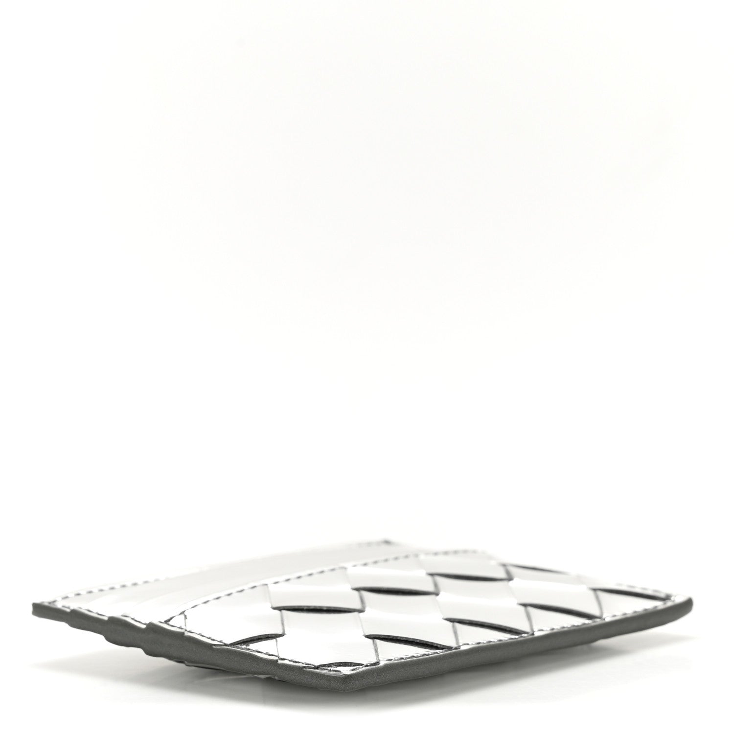 Bottega Veneta Mirror Laminated Nappa Intrecciato Card Holder Silver 4 of 9