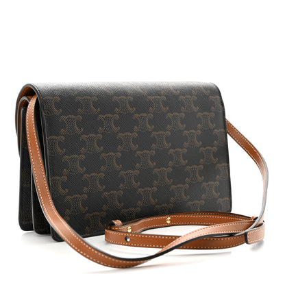 Celine Triomphe Canvas Lambskin Wallet On Strap Tan 4 of 12