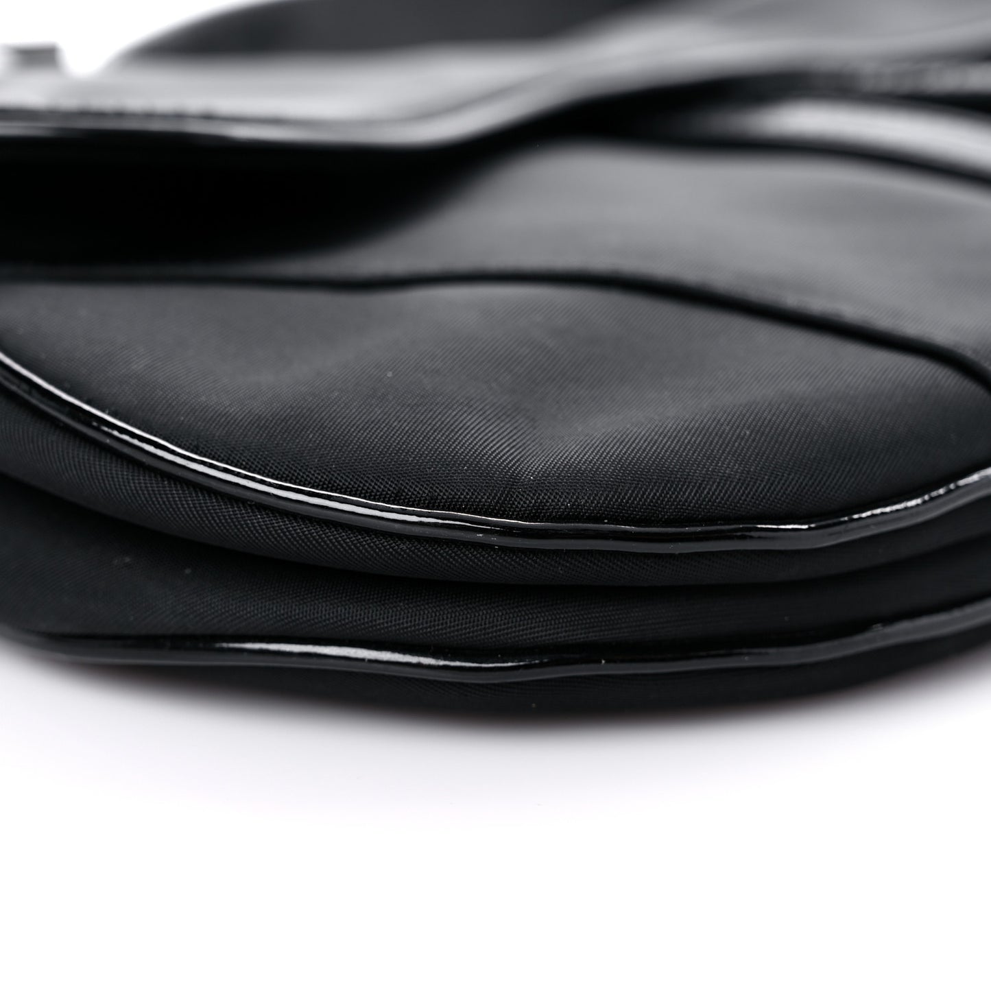 Canvas Patent Calfskin Saddle Bag Black
