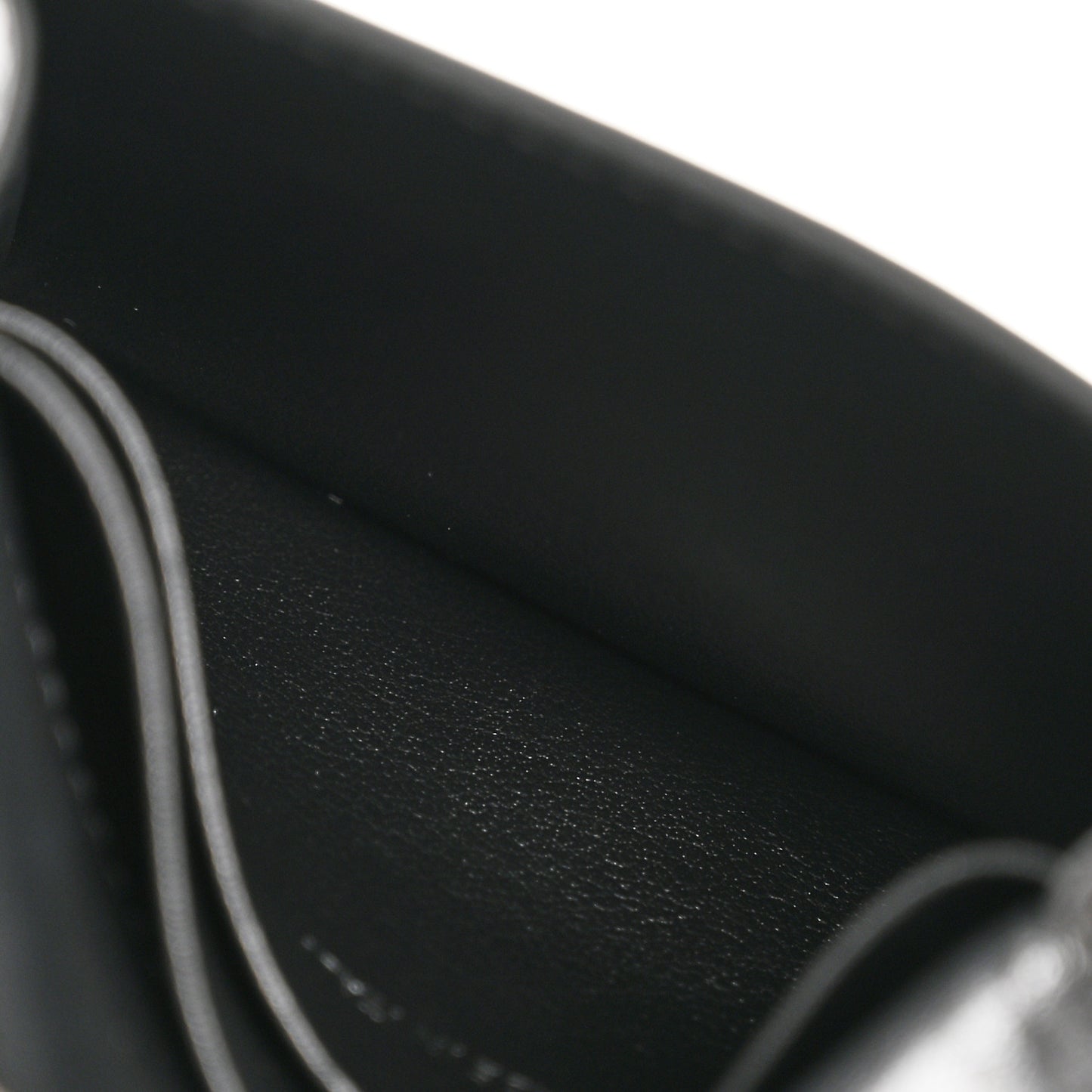 Shiny Calfskin Triomphe Flap Card Holder Black