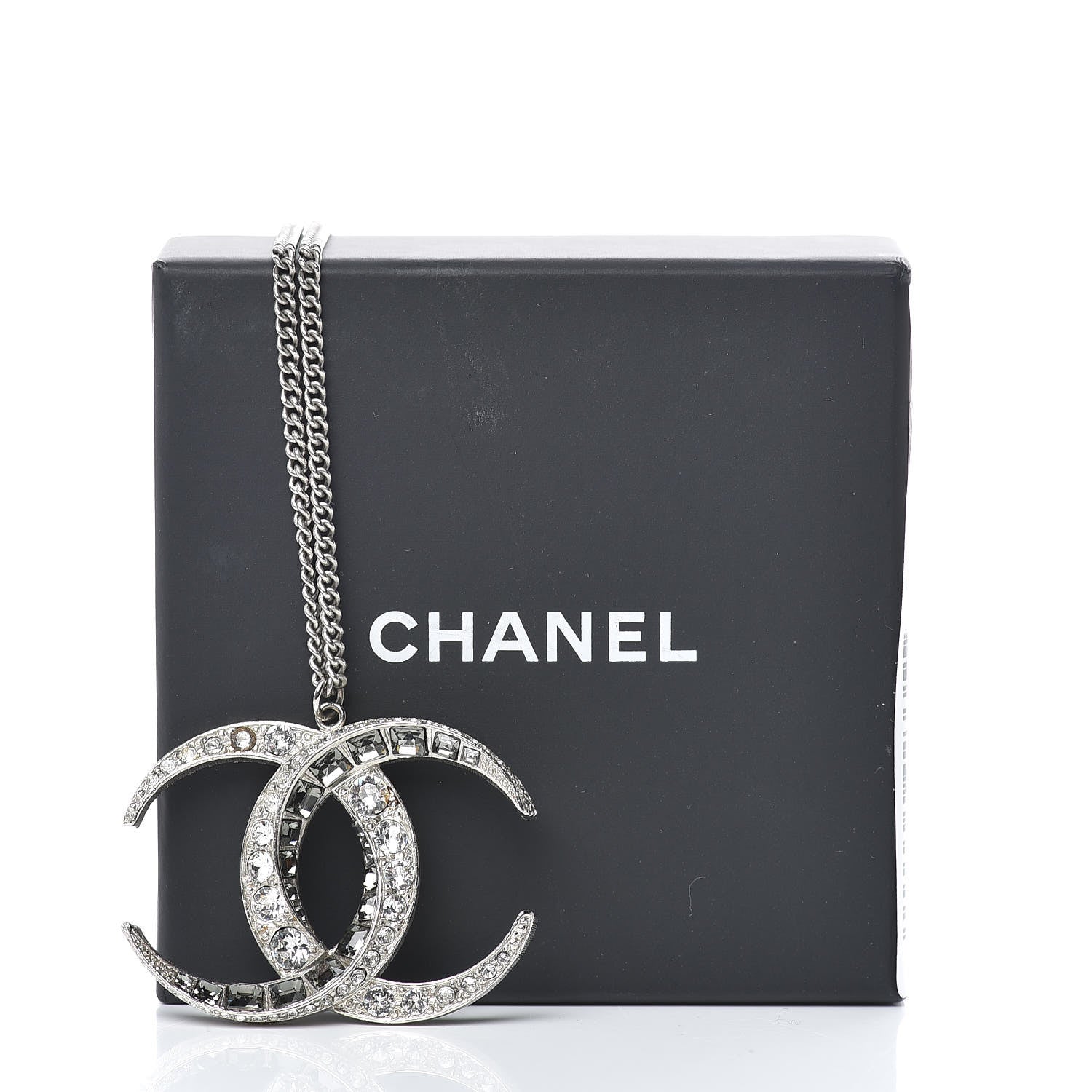 Chanel Baguette Crystal Moon CC Necklace Silver 7 of 7