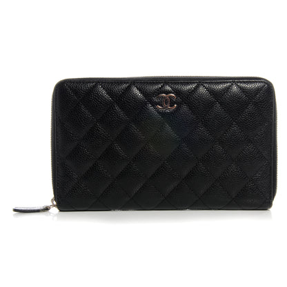 Chanel Caviar Quilted Large Zip Around Wallet Black 1 of 9