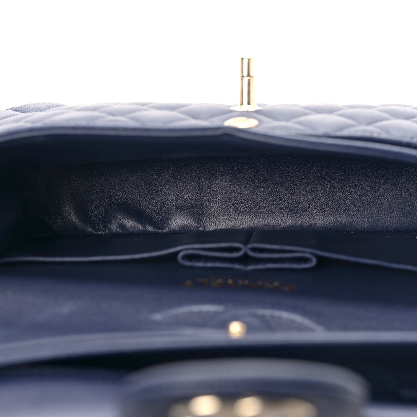 Caviar Quilted Small Double Flap Blue