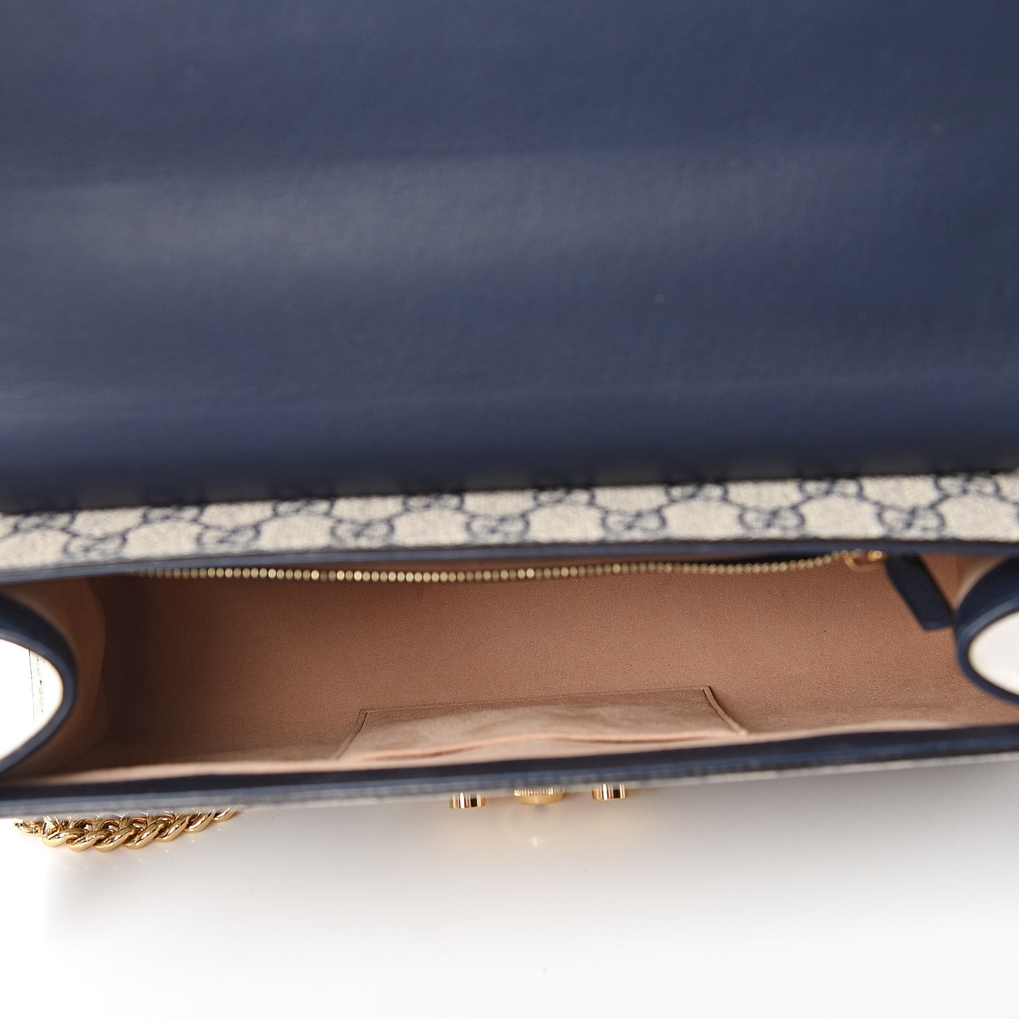 GG Supreme Monogram Calfskin Medium Padlock Shoulder Bag Beige Blue Mystic White Hibiscus Red