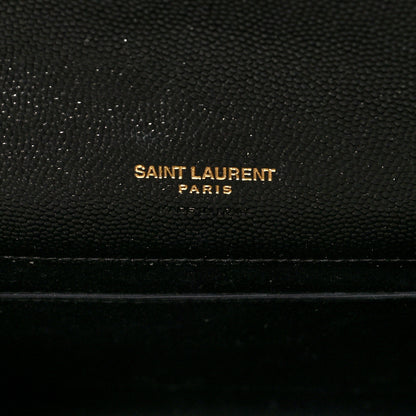 Saint Laurent Grain De Poudre Matelasse Chevron Monogram Envelope Clutch Black 7 of 13