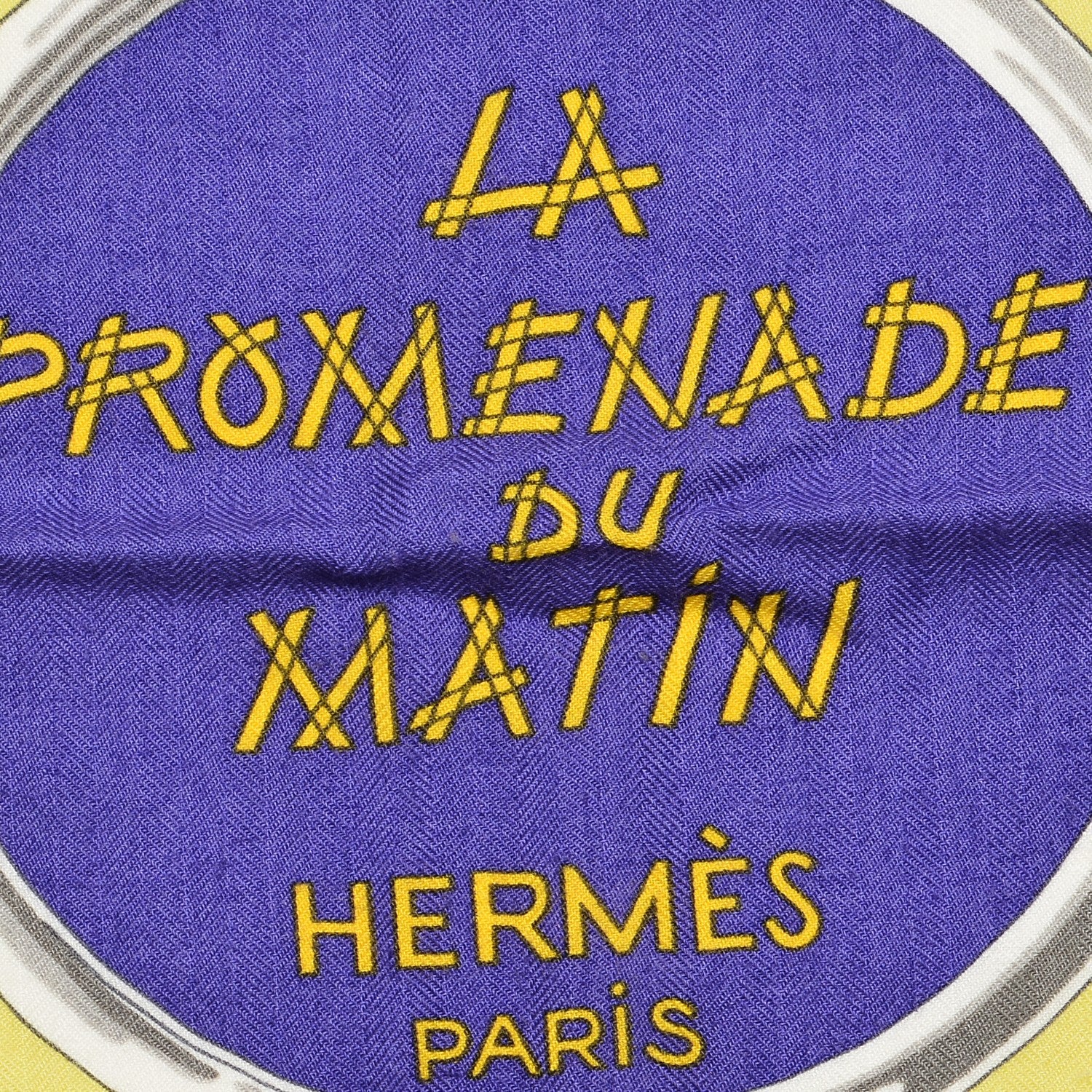 Hermes Cashmere Silk La Promenade Du Matin Shawl 140 Lavande Ciel Jaune 3 of 6