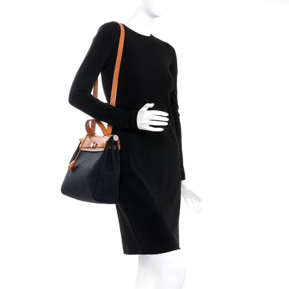Hermes Toile Vache Calfskin Herbag 30 PM Bag Black 2 of 11