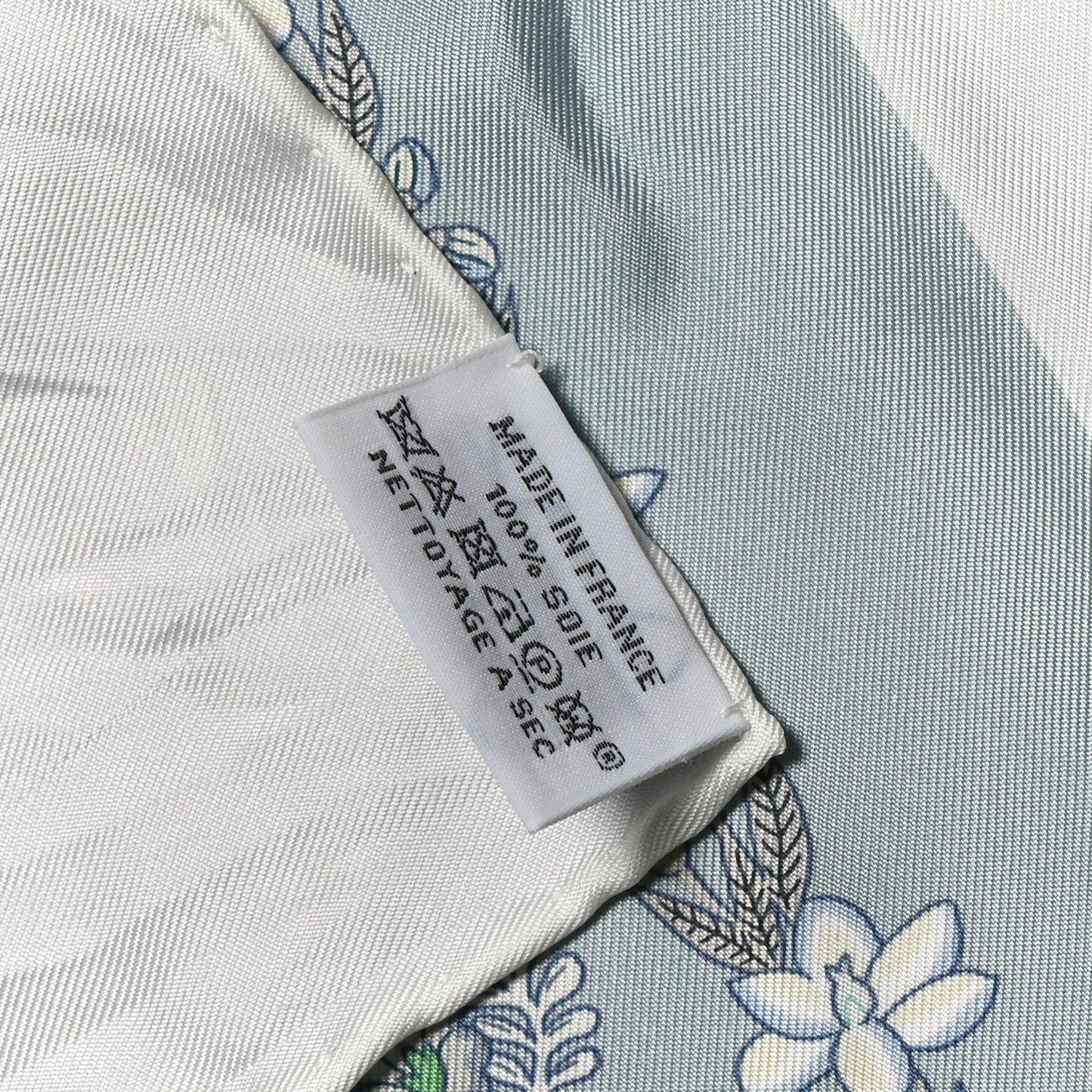 Silk Brides De Gala En Fleurs Scarf 90 White Bleu Glacier Vert