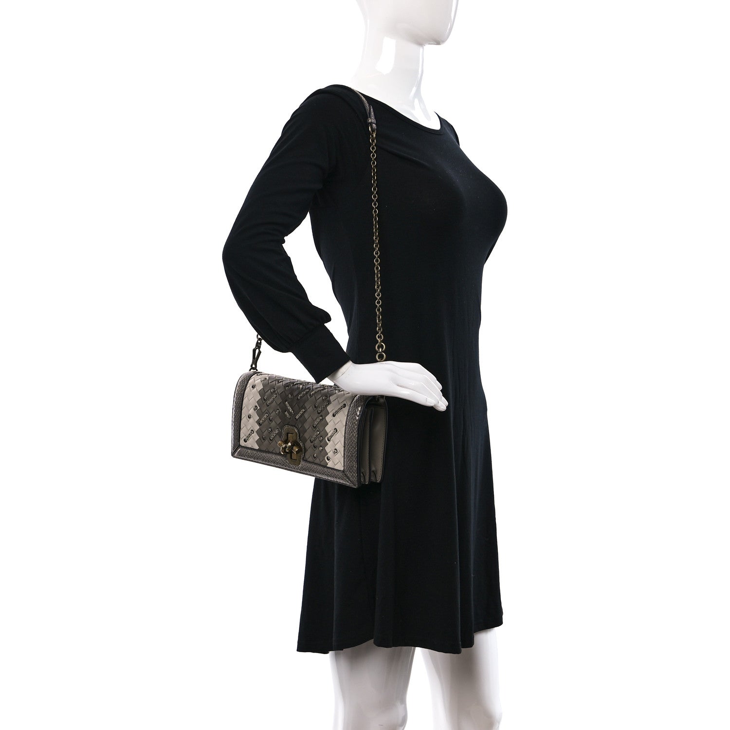 Bottega Veneta Nappa Ayers Intrecciato Club Stitch Knot Clutch Mist 2 of 13