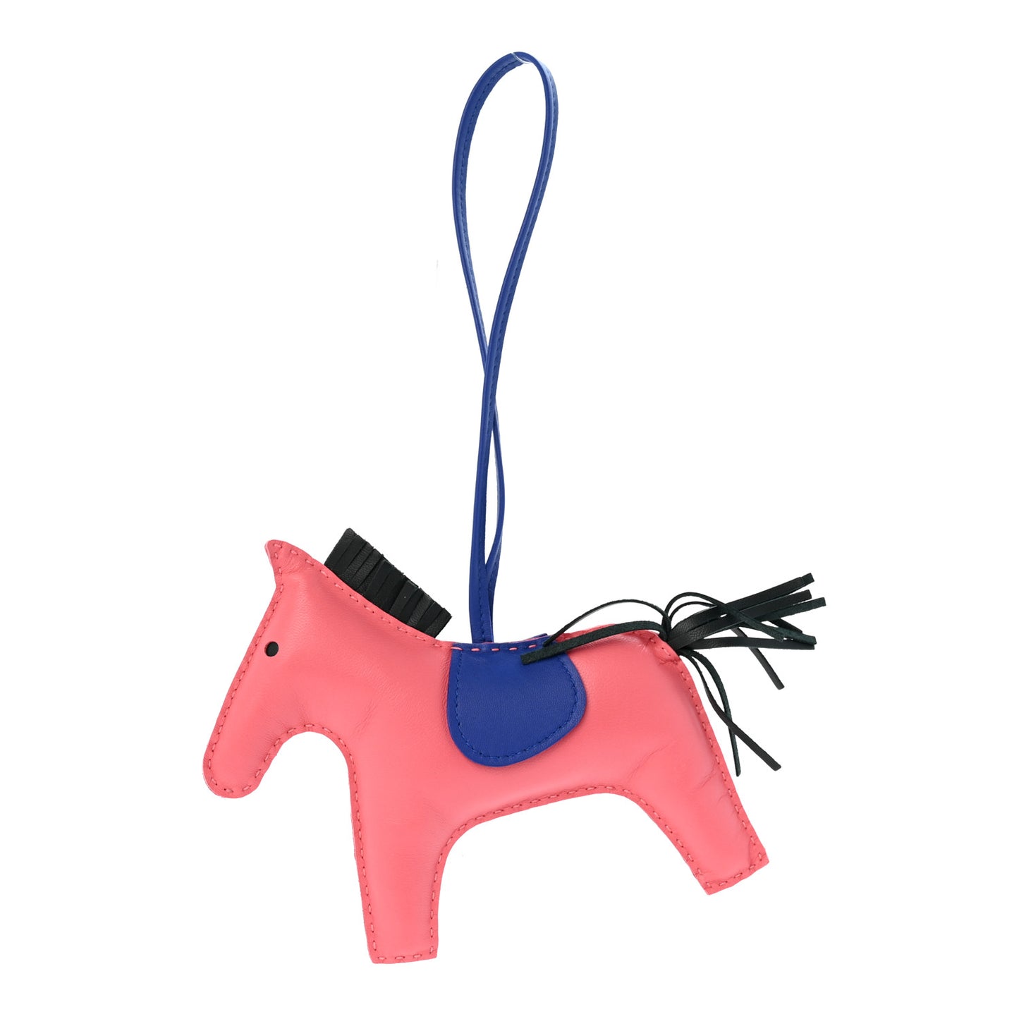 Milo Lambskin Grigri Rodeo Horse Bag Charm GM Rose Azalee Bleu Electrique Vert Cypress