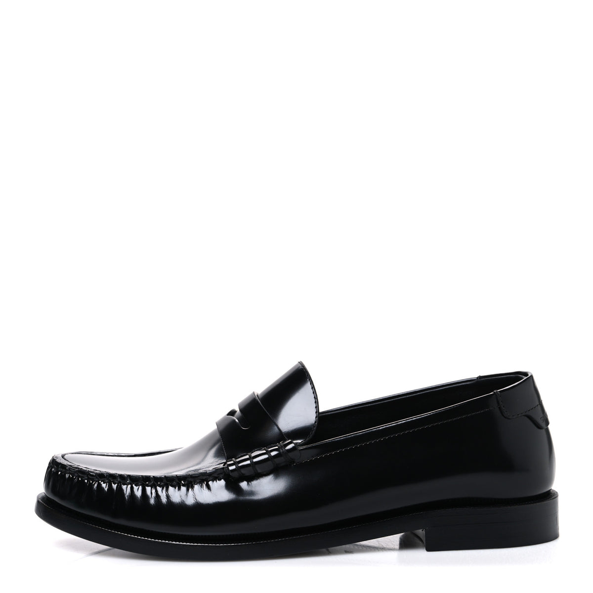 Glazed Calfskin Le Loafer 15 Penny Slippers 38 Black