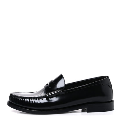 Saint Laurent Glazed Calfskin Le Loafer 15 Penny Slippers 38 Black 1 of 11