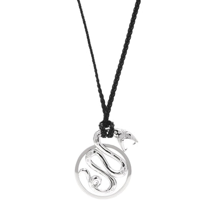 Boucheron 18K White Gold Diamond Snake Pendant Cord Necklace 1 of 4