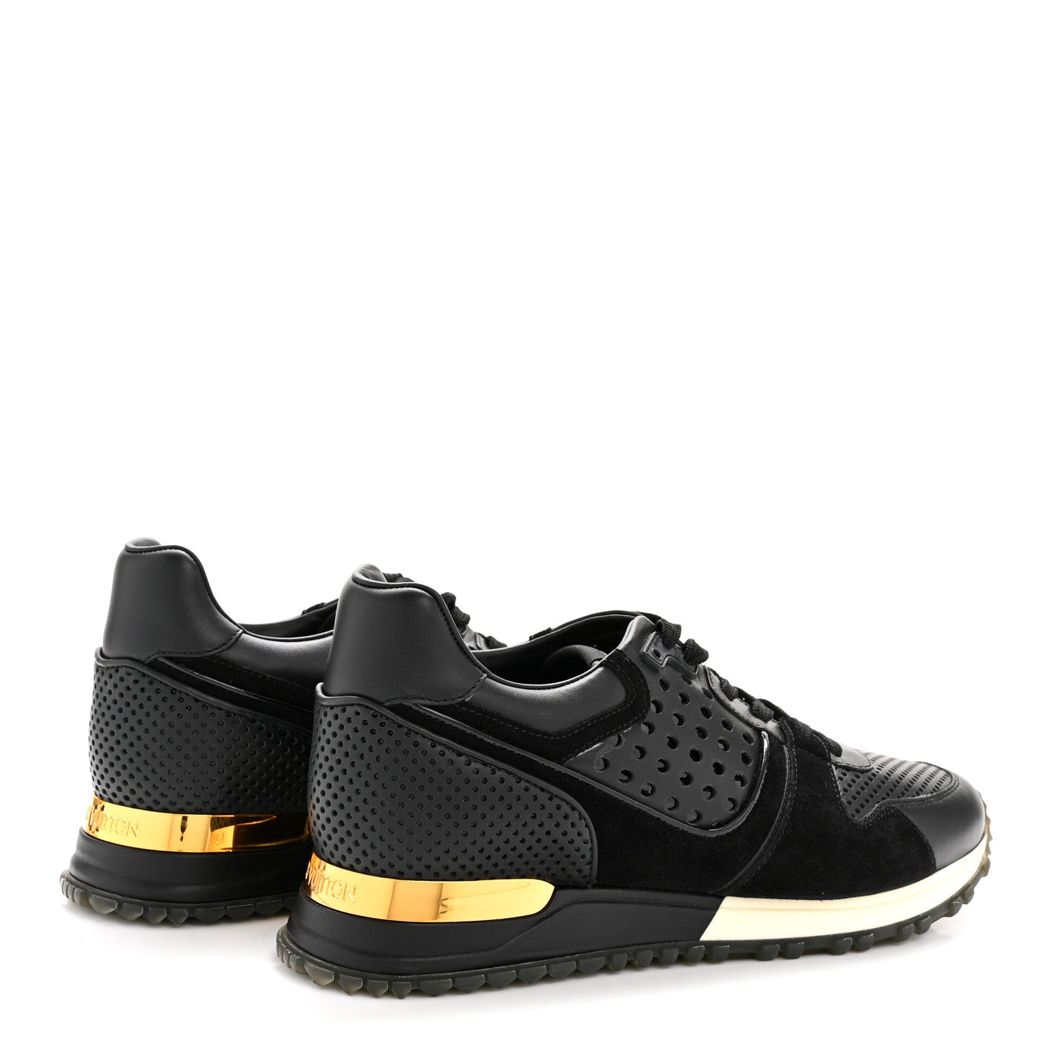 Louis Vuitton Nubuck Calfskin Perforated Run Away Sneakers 37 Black 5 of 10