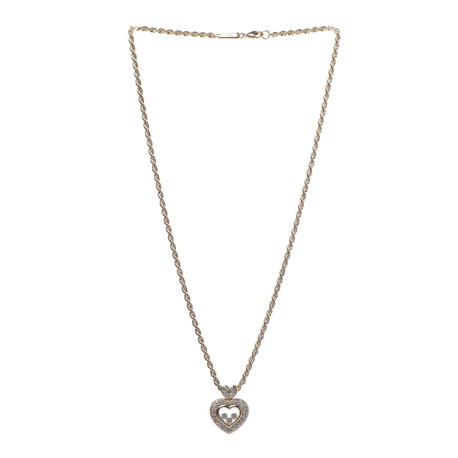 Chopard 18K Yellow Gold Happy Diamonds Icons Heart Pendant Necklace 3 of 8