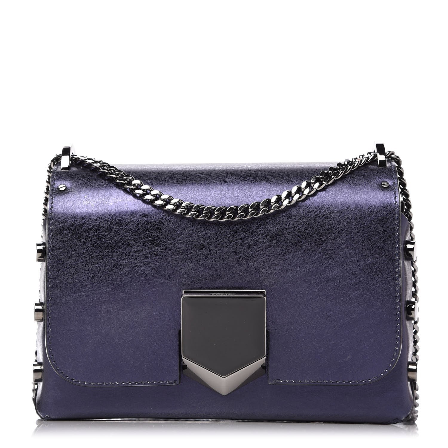 Jimmy Choo Metallic Calfskin Lockett Petite Shoulder Bag Purple 1 of 10