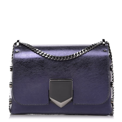 Jimmy Choo Metallic Calfskin Lockett Petite Shoulder Bag Purple 1 of 10