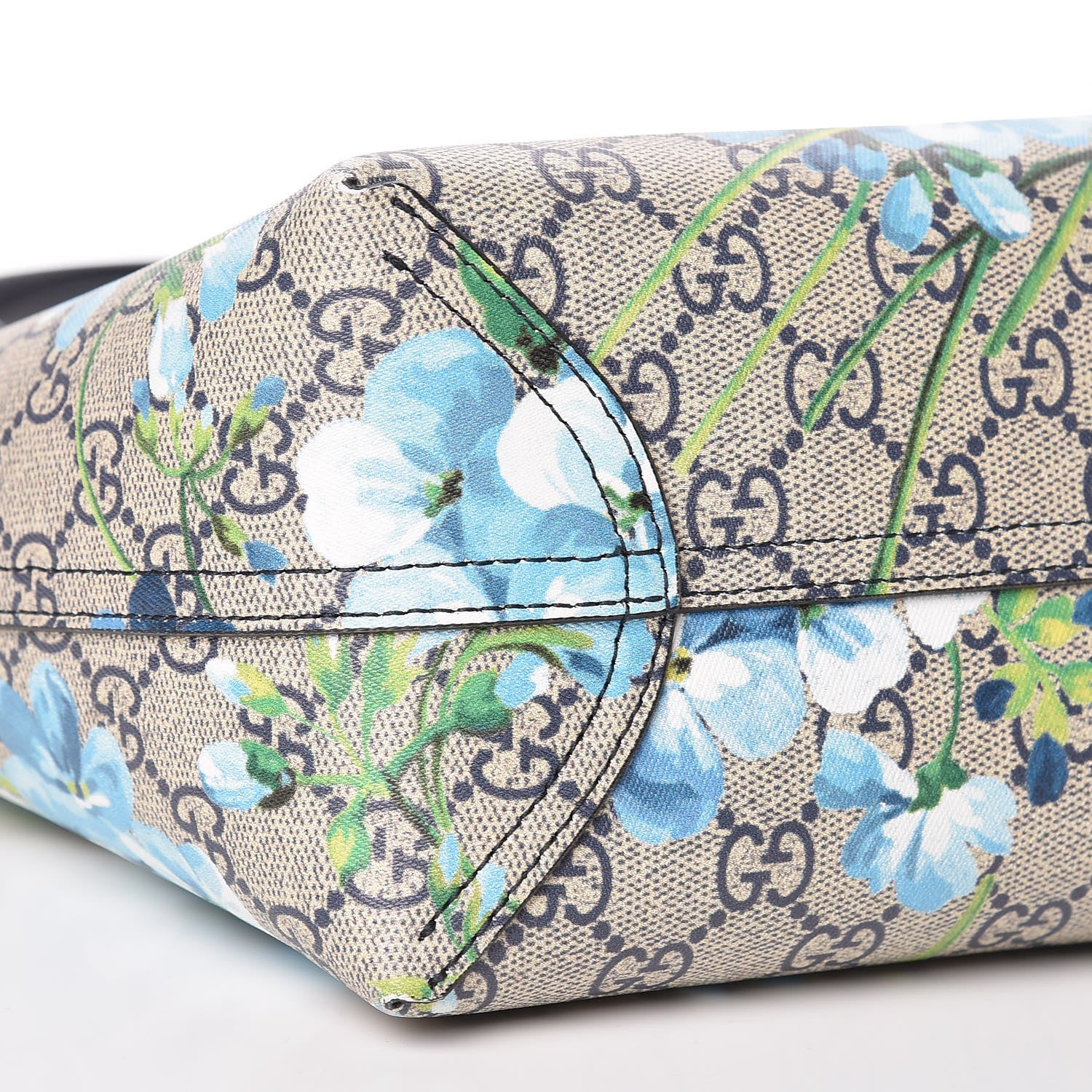 Gucci GG Supreme Monogram Blooms Small Reversible Tote Beige Blue Navy 11 of 12
