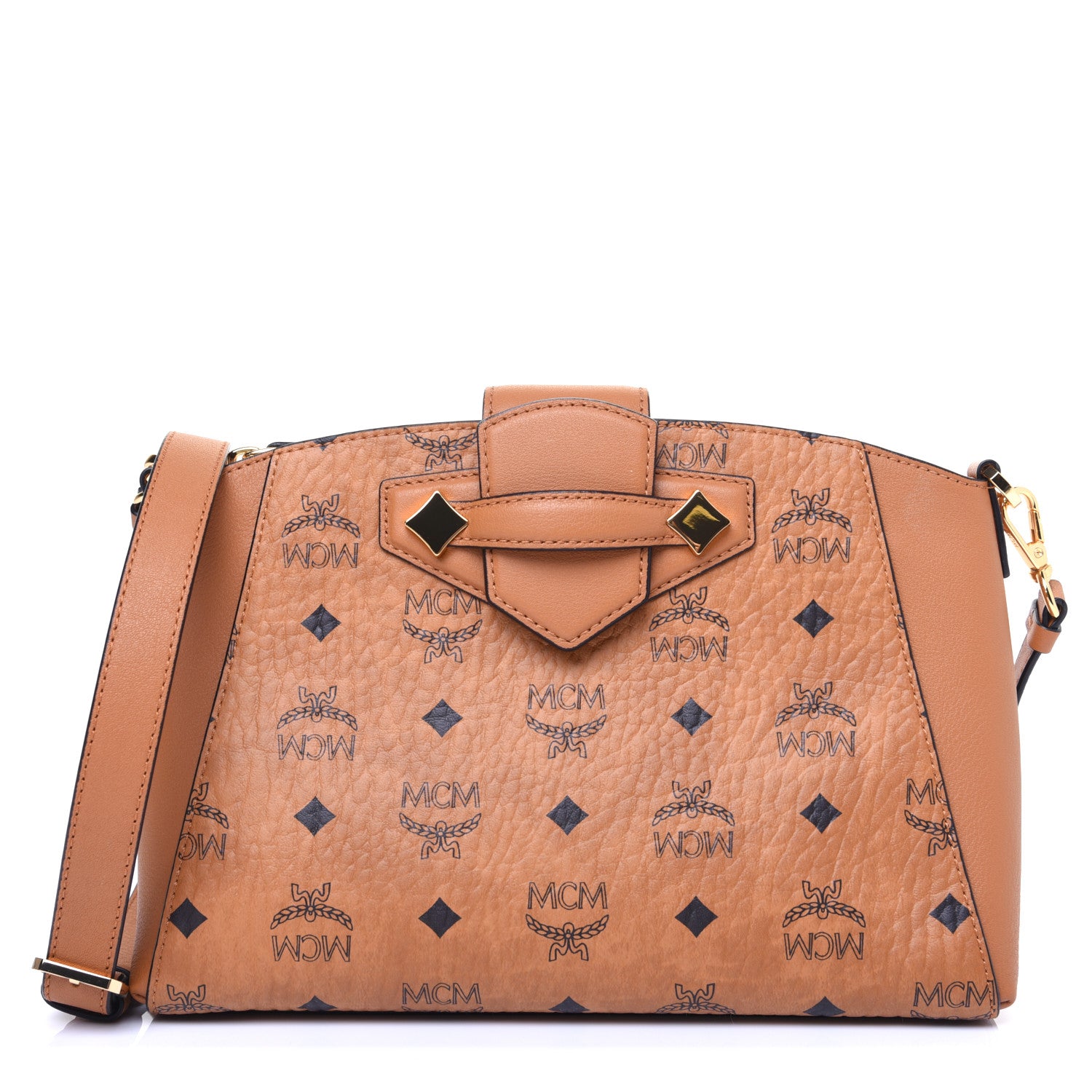 MCM Visetos Small Essential Crossbody Bag Cognac 1 of 11