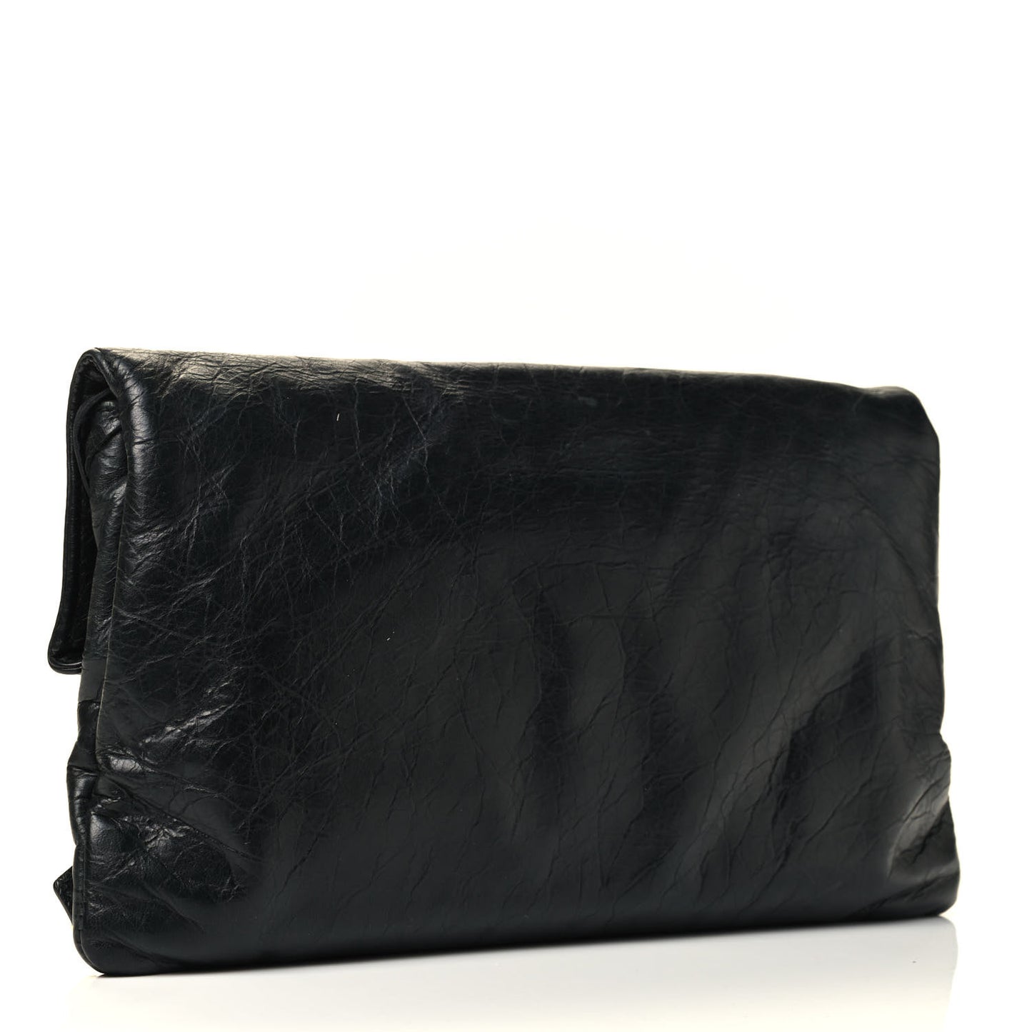 Agneau Giant 21 Gold Hardware Envelope Clutch Black