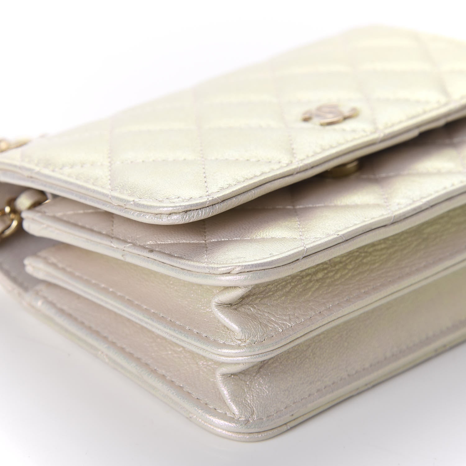 Chanel Iridescent Lambskin Quilted Mini Wallet On Chain WOC Ivory 6 of 11