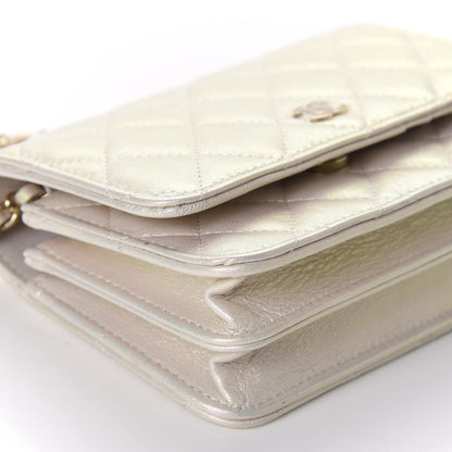 Chanel Iridescent Lambskin Quilted Mini Wallet On Chain WOC Ivory 6 of 11