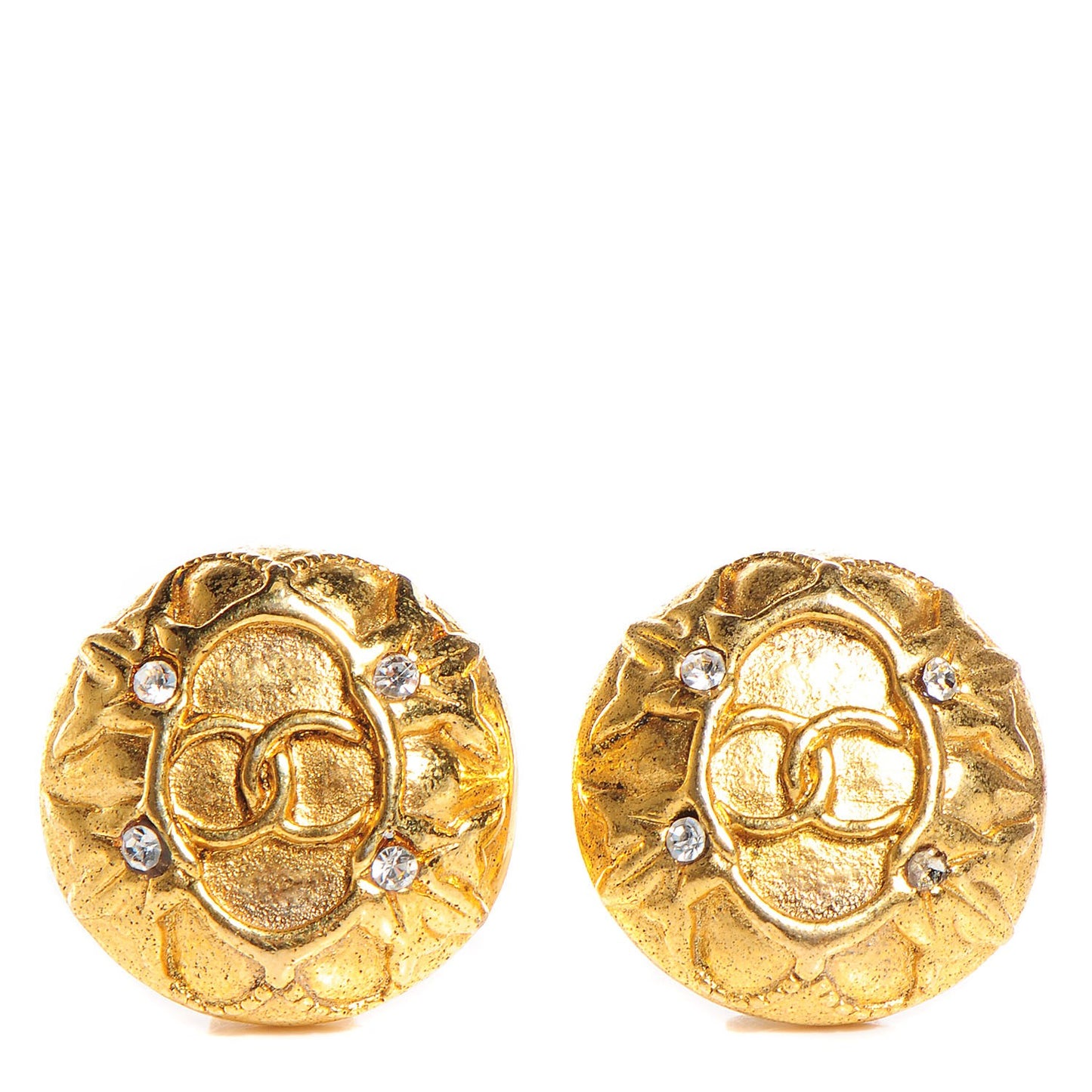 Crystal CC Clip On Earrings Gold